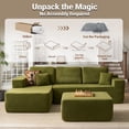 thumbnail image 3 of XIZZI 106" No-assembly L-Shaped Sectional Sofa Set w/ Ottoman, 28" Deep Seat & 11" Wide Armrest, Left Chaise, Green(Cloud Fleece Fabric), 3 of 9