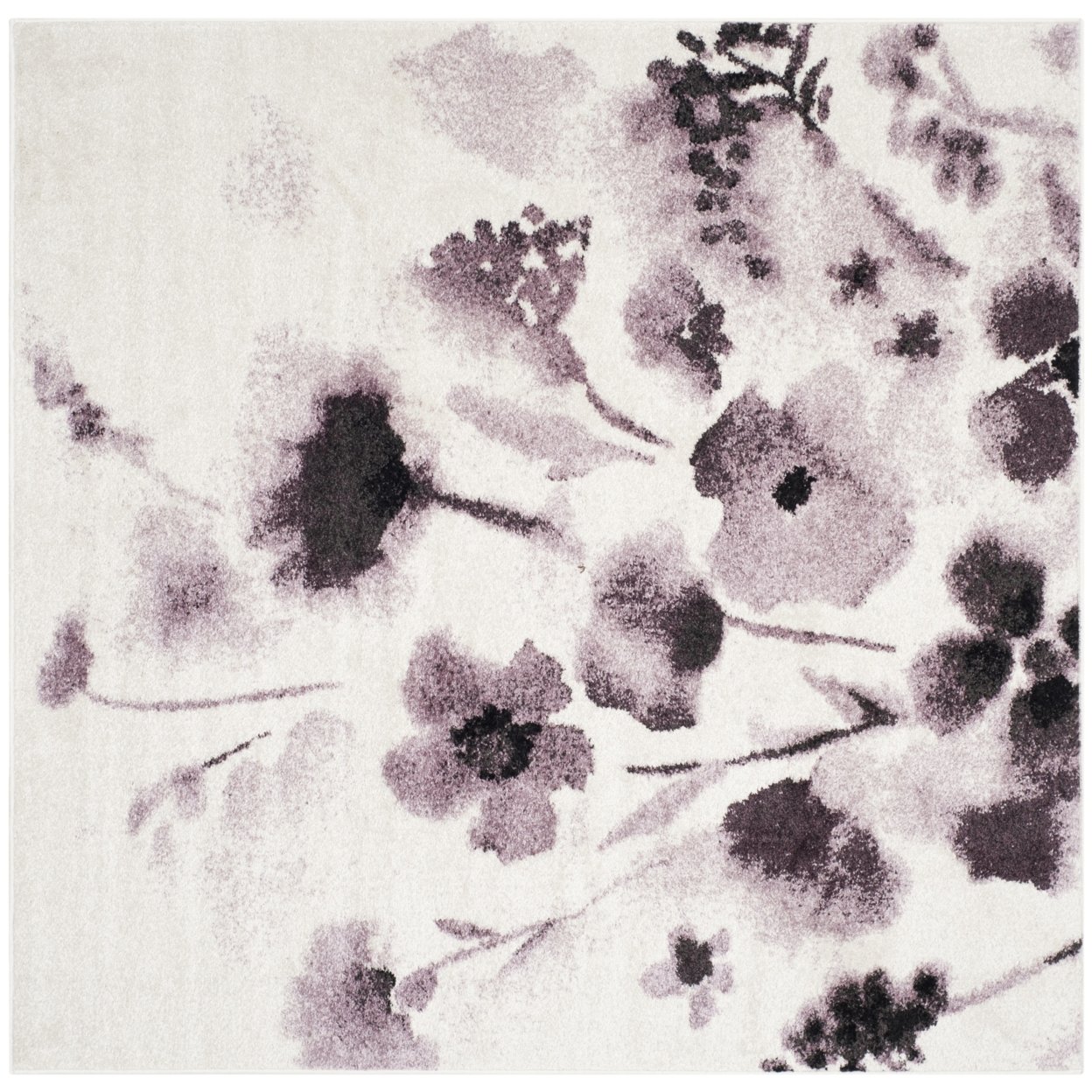 SAFAVIEH Adirondack Brannon Floral Area Rug, Ivory/Purple, 6' x 6' Square