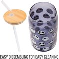 thumbnail image 6 of Silver Buffalo Disney Tim Burton Nightmare Before Christmas Jack Skellington Expressions Gray Glass Jar Tumbler with Bamboo Lid and Glass Straw, 16 Ounces, 6 of 8