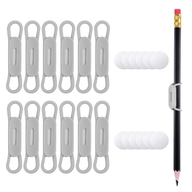 Uxcell 12Pcs Soporte Magnético para Lápices, Soporte de Lápiz Magnético de Silicona para Refrigerador, Pizarra, Escritorio, Clipboard, Gris