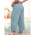 thumbnail image 7 of SHOWMALL Women's Plus Size Loose Fit Baggy Pants, Lightweight Breathable Balloon Trousers with Pockets, Blue Gray 2X Comfortable Elastic Drawstring Waist Wide Leg Lounge Pants, 7 of 7