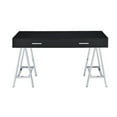 thumbnail image 2 of Benjara Writing Desk with MDF 2 Drawers and Metal Legs, White and Chrome-Finish:Black and Chrome, 2 of 5