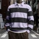 thumbnail image 1 of Ceisia Men's Contrast Wide-Stripe Polo Shirt | Stretchy Relaxed Long-Sleeve Casual Top Gift, 1 of 5