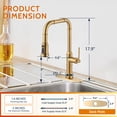 thumbnail image 3 of Wowow Brass Gold 17.9 in. H 360° Spout Swivel Pull Down Sprayer Kitchen Faucet with 3-Function Sprayer and Deckplate, 3 of 7