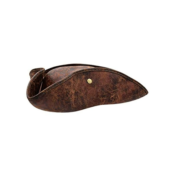 Adult Brown Pirate Tricorne Hat Tri-Corner Tricorn Faux Leather Colonial