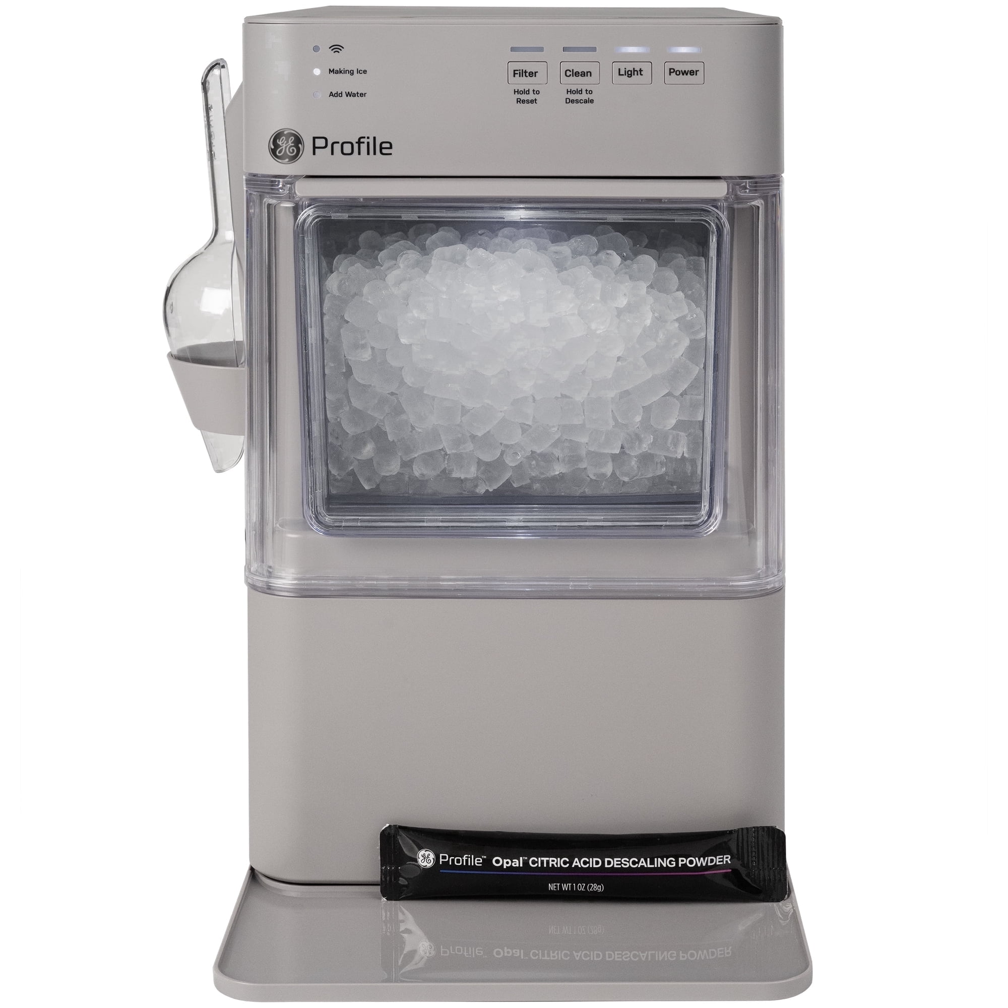 GE Profile Opal Mini Countertop Nugget Ice Maker WiFi Connected Auto Clean Stone Grey