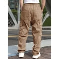 thumbnail image 4 of Faithtur Men's Loose Cargo Long Pants, Solid Color Drawstring Waist Straight Leg Trousers Casual Work Pants with Pockets, 4 of 8
