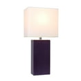 thumbnail image 2 of Lalia Home 21" Leather Modern Bedside Table Lamp with LED Bulb, Eggplant Purple, 2 of 6