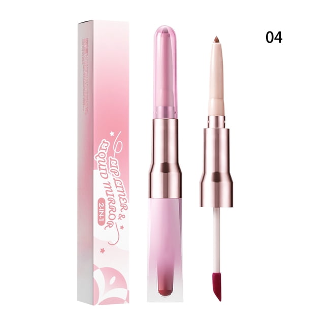Double Ended Lip Liner And Gloss 2 In 1 Multifunctional Lip Pencil For Precise Definition And Shine Long Lasting Non Lip Makeup