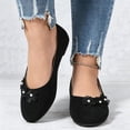 thumbnail image 2 of Rokment Womens 3D Flower Ballet Flat Dress Shoes Stylish Casual Round Toe No Heels Comfortable Walking Slip on Loafers for Business Office Black Size 6.5, 2 of 5