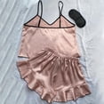 thumbnail image 4 of Jalioing 2 Piece Satin Pajamas Outfits Womens Shorts Loungewear Set Spaghetti Strap Crop Top Sleepwear, 4 of 6