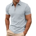 thumbnail image 5 of Short Sleeve Polo Shirts for Men Summer Casual Quarter Zipper Collared Textured Plain Tshirts Work Shirts Golf Shirt, 5 of 5