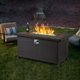 thumbnail image 2 of 44 in Propane Fire Pit Table,PE Rattan Fire Pit Table with Lid, Waterproof Cover, 50,000 BTU Propane Gas Firepits for Outside Output,Non Glass Wind Cover, 2 of 7