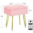 thumbnail image 2 of Vanity Stool with Storage, Vanity Stool Chair, Faux Fur Makeup Stools with Gold Metal Legs, Small Footrest Footstool Ottoman, Multifunctional Makeup Chairs for Bedroom (Pink), 2 of 6