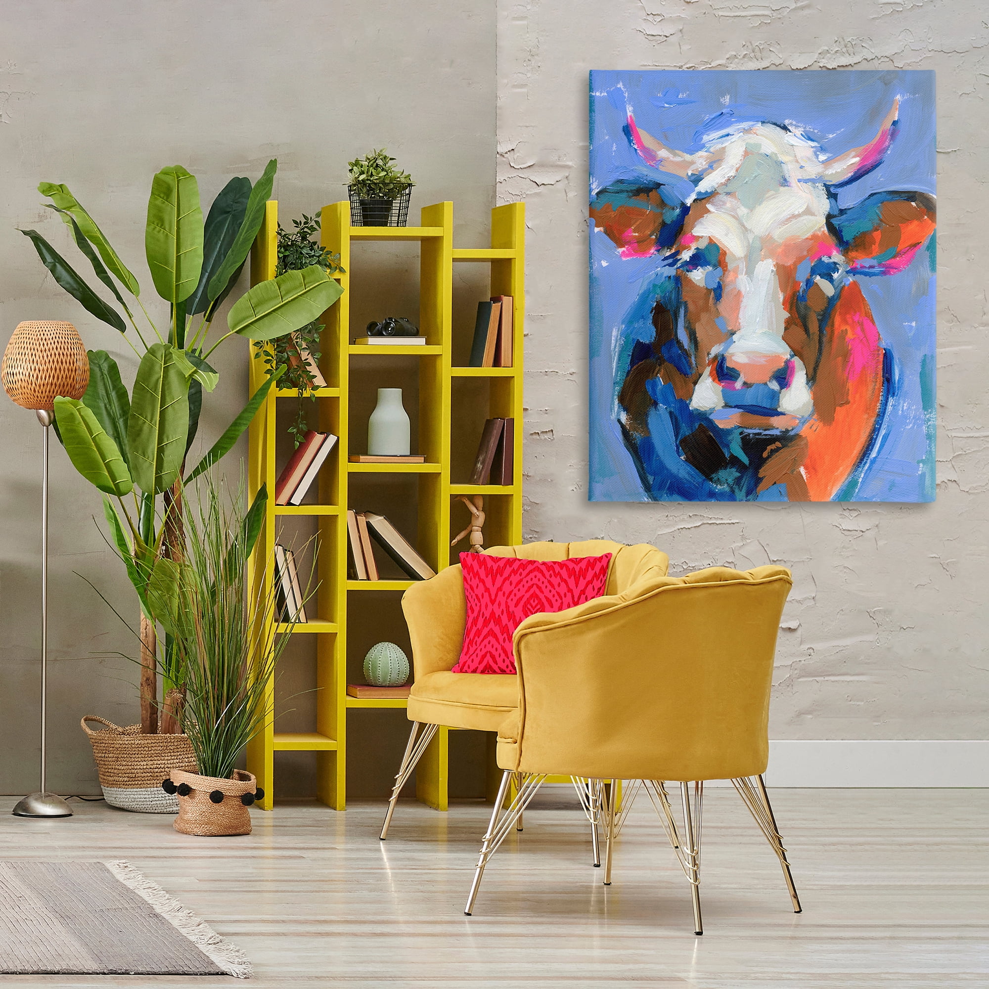 Stupell Industries Bold Paint Strokes Cow Animals & Insects Painting Gallery Wrapped Canvas Art Print Wall Art, 36 x 48