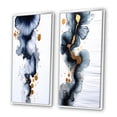 thumbnail image 3 of Designart "Suites of Distant Moods Gilded Ink Abstract IV" Abstract Painting Framed Wall Art Set Of 2 - Modern Blue Gallery Wall Frame Set For Home Decor, 3 of 6