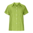 thumbnail image 5 of Summer Tops for Women 2024 Clearance! Mgmyaa Women Shirts Plus Size Collared Short Sleeve Tops Tops Button Loose T-Shirt Blouse Fashion Solid Color Fit Casual Tees, Shirts, 5 of 7