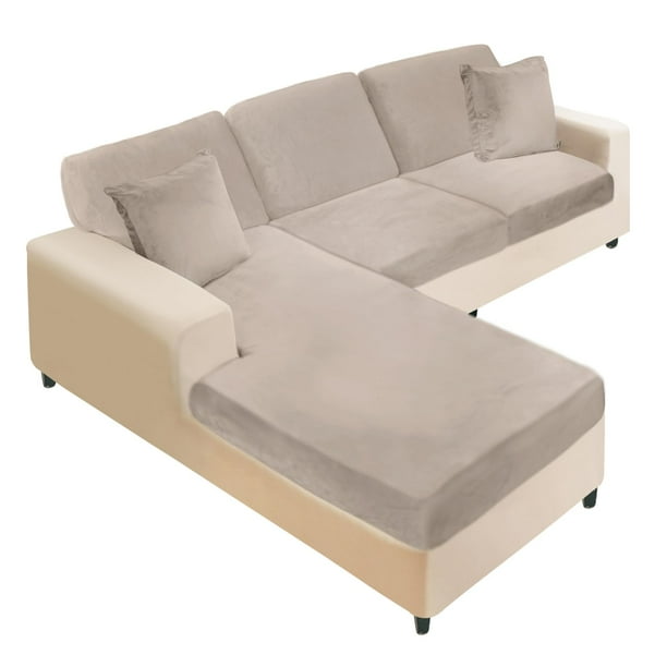 Funda de mueble NAISI para sofá seccional de terciopelo en forma de L, color topo