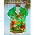 thumbnail image 3 of Son las 5 en punto en algún lugar Camisa hawaiana con estampado 3D de loro para hombre, camisa de playa de verano con botones y manga corta, ropa de vacaciones, 3 of 4