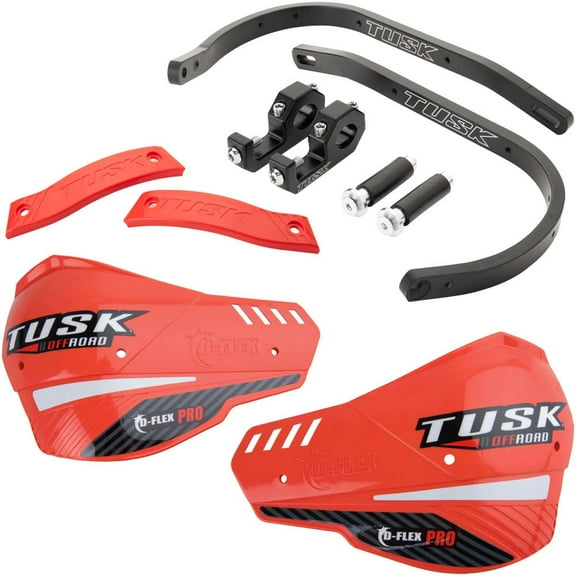 Tusk D-Flex Pro Handguards Black Bar/Red Plastics 7/8" Bars