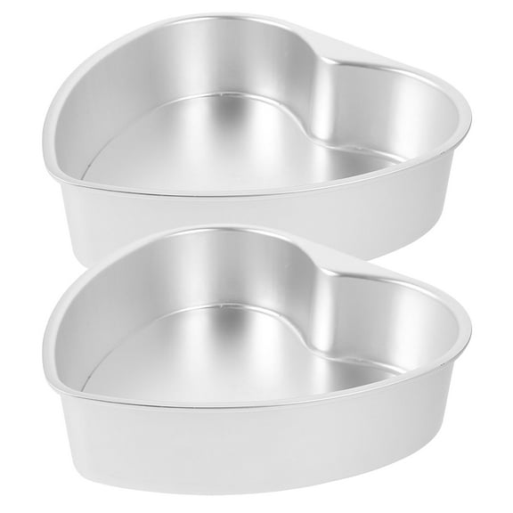 FUEENIRVA Silver Heart Cake Tins Aluminum Alloy for Baking 2Pcs