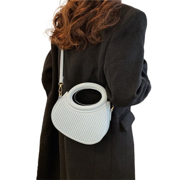 Fogun Fashionable Messengers Bag for Women Solid Color Shoulder Bag PU Leather Crossbody Bag Large Capacity Half Moon Bag