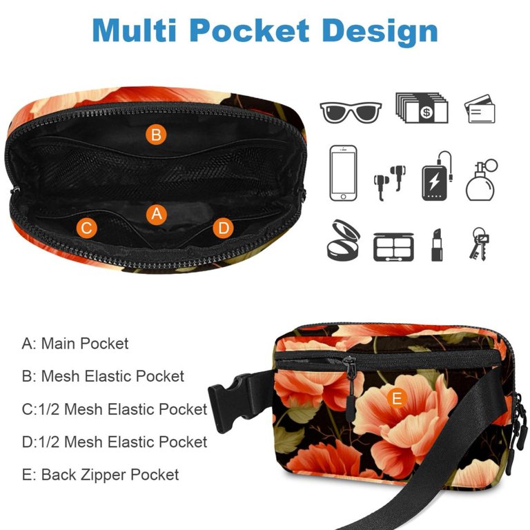 Floral Flower Fanny Pack for Women and Men,Waist Bags, Running