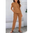 thumbnail image 2 of BTFBM Women's Two Piece Tracksuit Outfits Summer Short Sleeve Tops Long Pants Jogger Lounge Matching Sets Sweatsuit, 2 of 7