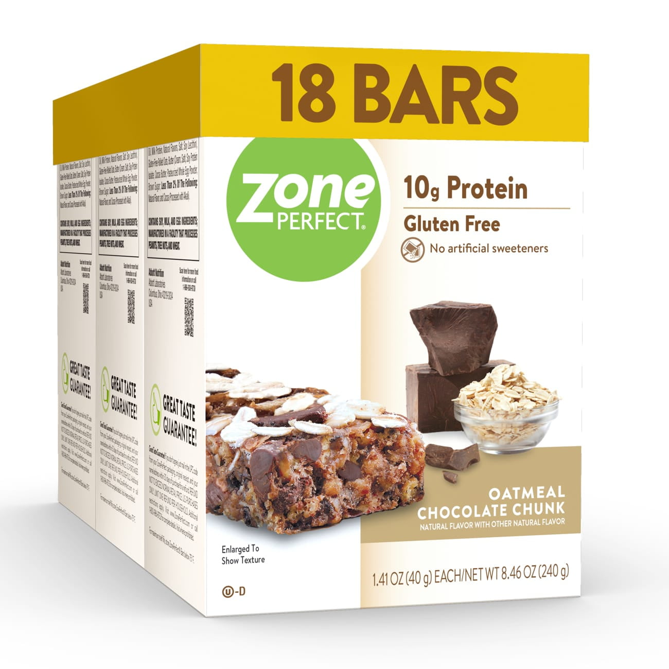 ZonePerfect Protein Bars, Snack For Breakfast or Lunch, Oatmeal Chocolate Chunk, 18 Count