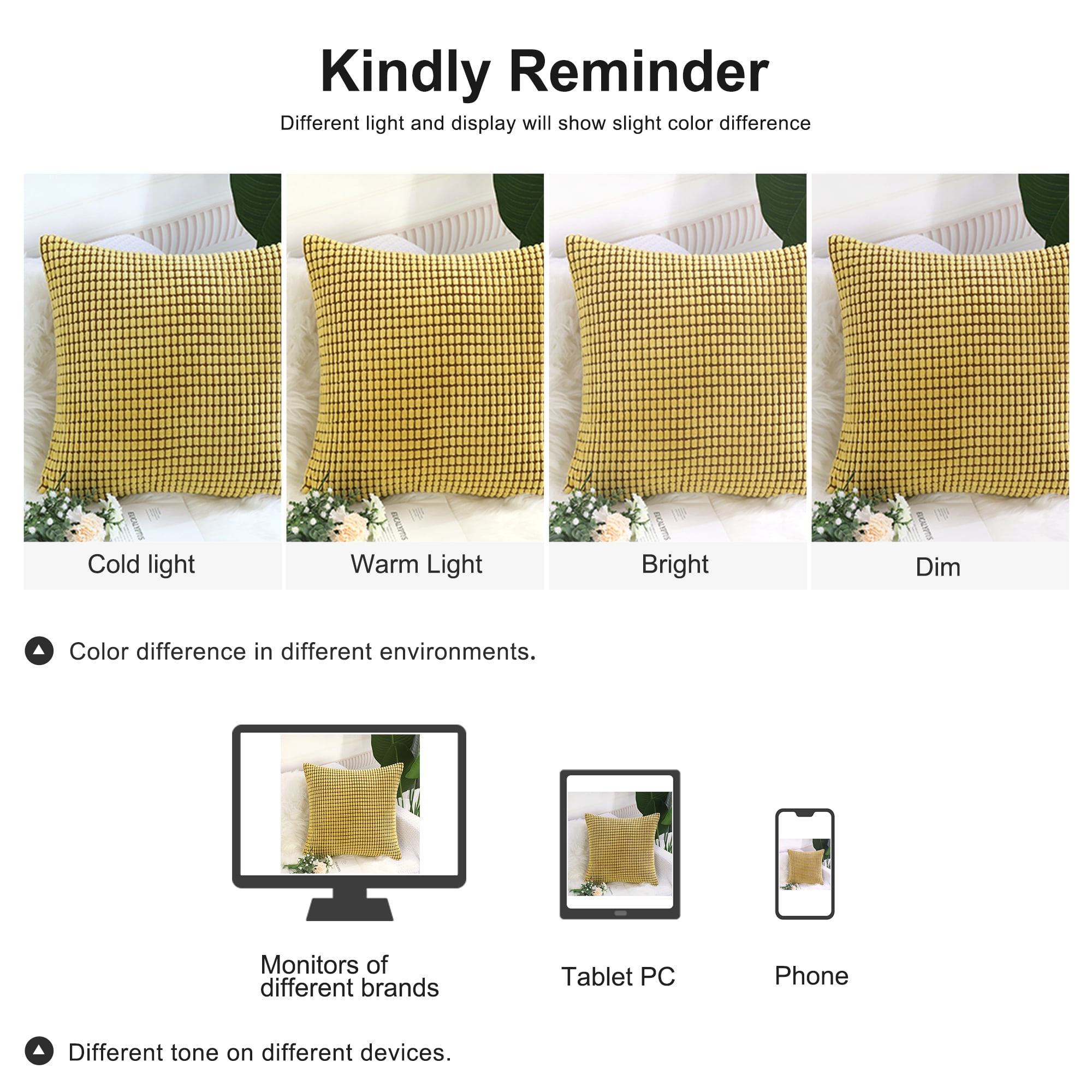 Unique Bargains 4-Pack Decoratiove Throw Cushion Pillow Covers Yellow 18" x 18"