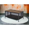 thumbnail image 6 of Winam Coffee Table in Antique Oak & Black Finish - 41"x21"x1" Shelf, Foldable & Metal Mesh Base, 6 of 9