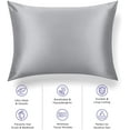 thumbnail image 2 of TAFTS Silk Pillowcase 27 Momme 100% Pure Mulberry Silk Pillowcase for Hair and Skin, Both Sides Grade 6A Long Fiber Natural Silk Pillow Case, Concealed Zipper, Queen, Silver Grey, 2 of 3