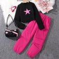 thumbnail image 2 of Atogsazn Kids Girls Fall Clothes Set Children Print Long Sleeve Pullover Sweatshirt and Pants 2 Piece Outfit Clothes Black 9-10 Years, 2 of 9
