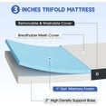 thumbnail image 3 of Dkelincs 3" Tri-Fold Folding Mattress Portable Memory Foam Mattress Topper with Washable Cover, Queen, 3 of 8