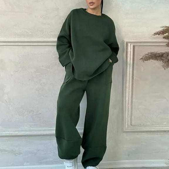 Women Fashion Casual Loose Crew Neck Long Sleeve Hoodie Long Pant Suit Women's Petite Wedding Pant Suits for Women Dressy Womens Pantsuits Bib Pants for Women Casual Jumpsuit Women's Jumpsuits plus