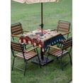 thumbnail image 3 of Outdoor Tablecloth with Umbrella Hole and Zipper, Independence Day Square Table Cloth 60x60 Inch Waterproof Tablecloth, US Flag Gnomes Star Striped Wooden Picnic Table Cover for Patio Camping, 3 of 7