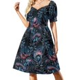 thumbnail image 2 of Vestido de manga corta azul/rosa Dinosaur Lagoon, vestido de fiesta, vestido de graduación , falda de verano para mujer, ropa femenina, vestido, 2 of 7