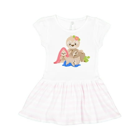 

Inktastic Sloth Mom with 3 Baby Sloths Gift Toddler Girl Dress