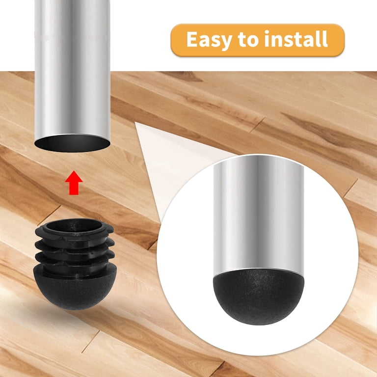 Flyshop 12-Pack 15x50mm Rectangular Plastic Tube Plugs - Chair Leg Caps, Floor Protectors, End Caps (Black)