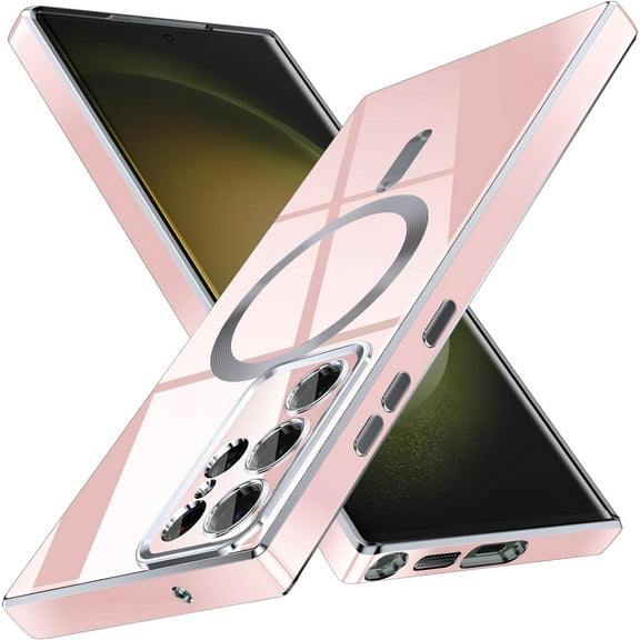 for Galaxy S21 Ultra Case,[Compatible with Magsafe],[10 FT Military Grade Drop Protection][Anti Yellowing] Slim Soft TPU Luxury Protective Phone Case for Galaxy S21 Ultra-Pink 11-sam s21u-04