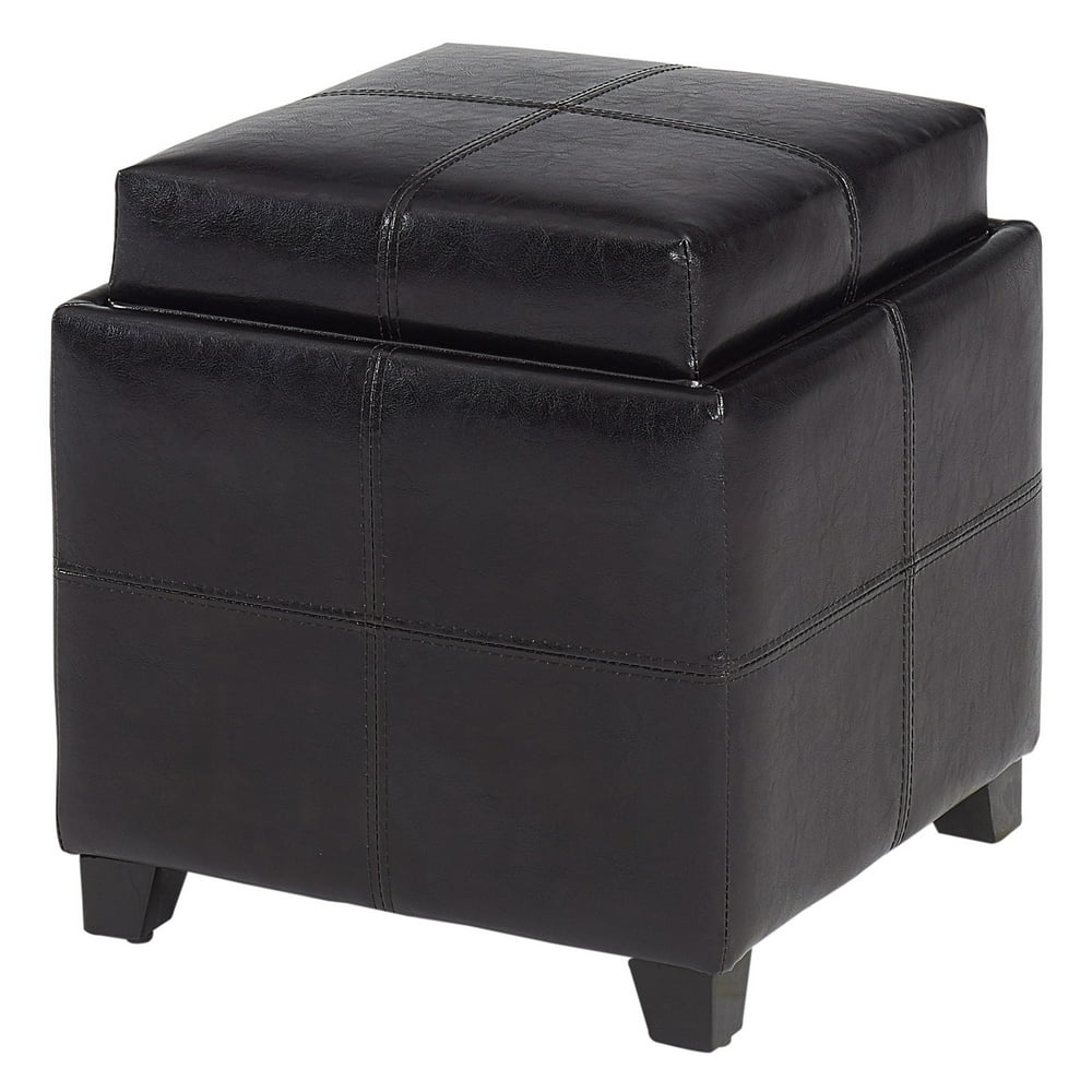 Modern Faux Leather Square Storage Ottoman