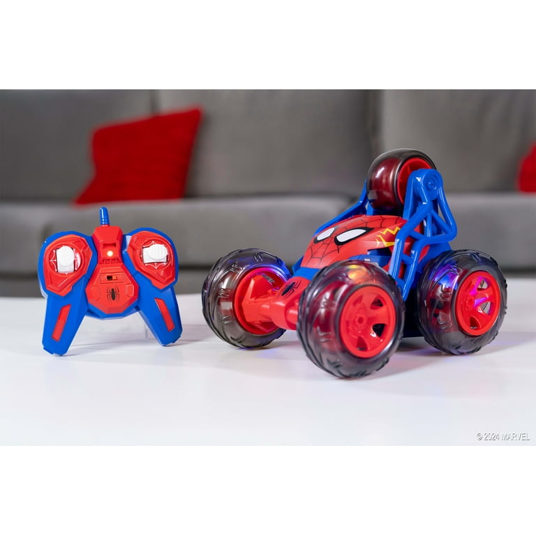 Jada Toys Marvel RC Auto Spiderman, Buggy, op afstand bestuurde auto, turbofunctie, 2-kanaals afstandsbediening, USB-oplaadfunctie, incl. batterijen, 1:14, rood/blauw : Jada Toys