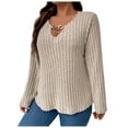 thumbnail image 2 of Sweaters for Women 2025 Fall Winter Plus Size V-Neck Long Sleeve Ribbed Knit Jumper Tops Womens Pullover Sweaters, 2 of 6