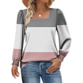 thumbnail image 2 of KyCheLot Tunic Tops for Women Loose Square Neck Color Block Dressy Long Sleeve Shirts Travel Work, 2 of 6