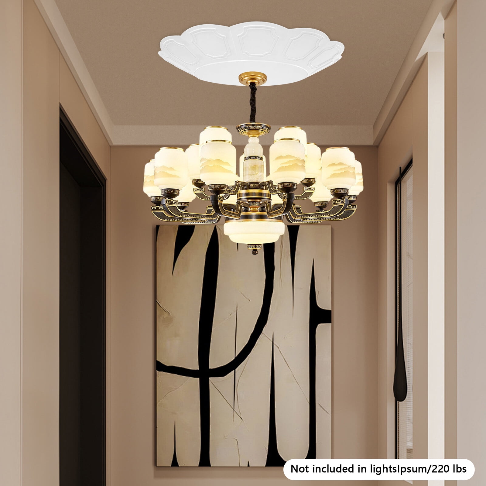 Decorative Cover, Chandelier Hoist Lifter Covers, Chandelier Decorative Cover(White), Round, Petal-shaped