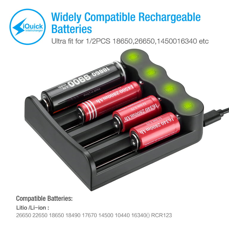 Buy EBL CR123A 3V Lithium Battery 4 Pack with Micro USB Cable