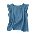 thumbnail image 6 of Women's Tops Tees Blouses O Neck Solid Vacation Daily Sleeveless Vest Tank Tops for Women, 6 of 6