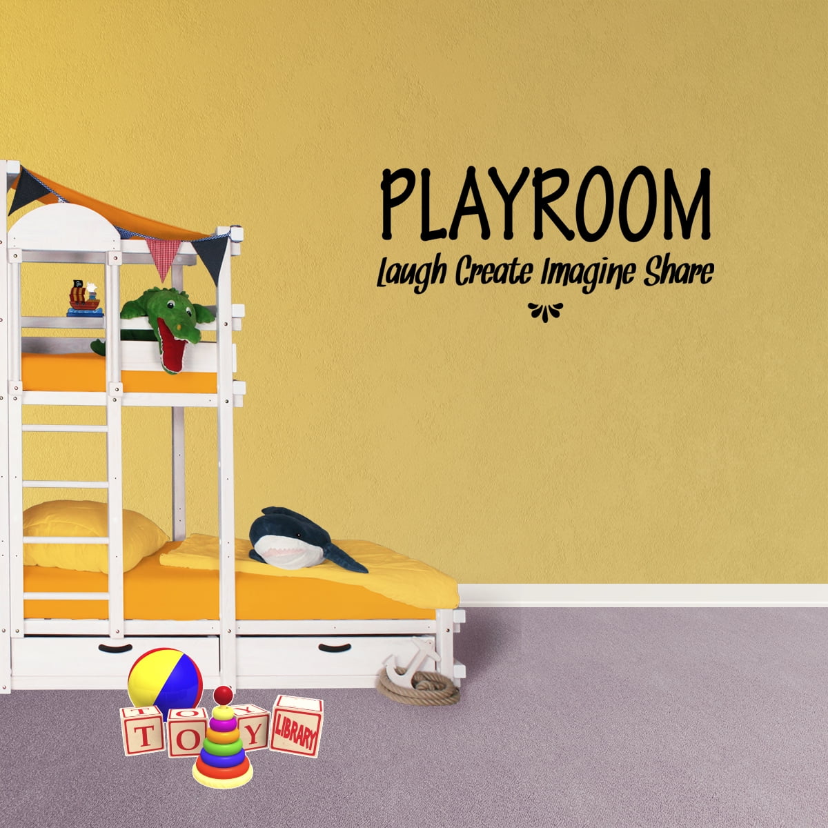 Playroom Share Imagine Laugh Wall Sticker Inspirational Quote Wall Decals,Colorful Stars Playroom Sticker for Wall Classroom Nursery Decoration 