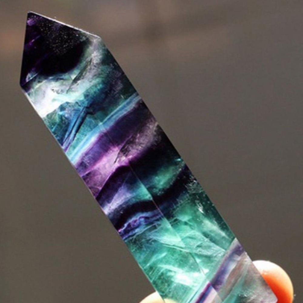  Nylon Elastic Cord Point Quartz Wand Fluorite Stone