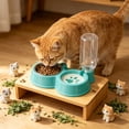 thumbnail image 4 of Comedero y bebedero para perros y gatos, doble cuenco antideslizante de acero inoxidable, cuencos desmontables para comida seca y húmeda, bandeja fácil de limpiar para alimentar a tu mascota, 4 of 6